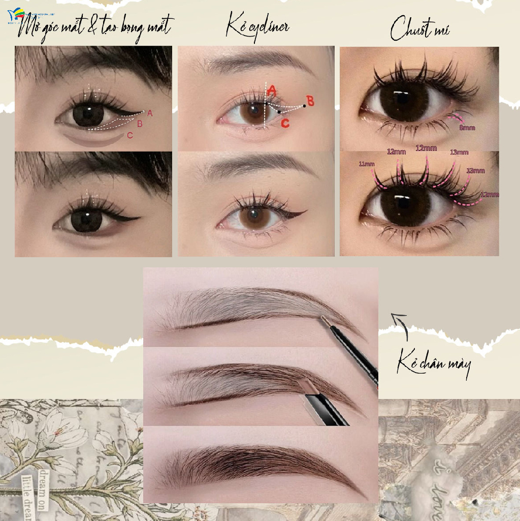 Đôi mắt là cửa sổ tâm hồn, đừng quên kẻ viền mắt, chuốt mascara và sử dụng phấn mắt nhũ để mắt thêm long lanh