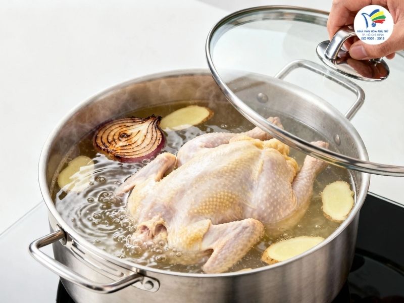 CƠM GÀ TAY CẦM - GÀ TIỀM ĐÔNG TRÙNG HẠ THẢO: GỢI Ý HAI MÓN ĂN ĐẬM ĐÀ VÀ DINH DƯỠNG CHO BỮA CƠM GIA ĐÌNH 7 Sơ chế gà tiềm cần cẩn thận kiểm soát thời gian nấu và cách nêm nếm để đảm bảo gà mềm ngon.