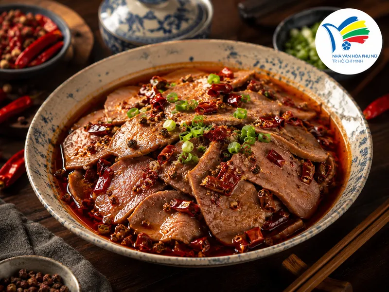 Lưỡi heo sốt Tứ Xuyên – món Hoa đậm đà, cay thơm đặc trưng, giúp thực đơn gia đình thêm phong phú và mới lạ.
