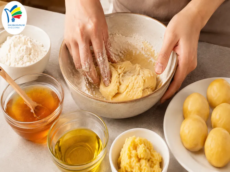Vỏ bánh lỗi do chưa đúng kỹ thuật sên nhân, nấu nước đường, nhưng hoàn toàn có thể khắc phục khi được hướng dẫn. 
