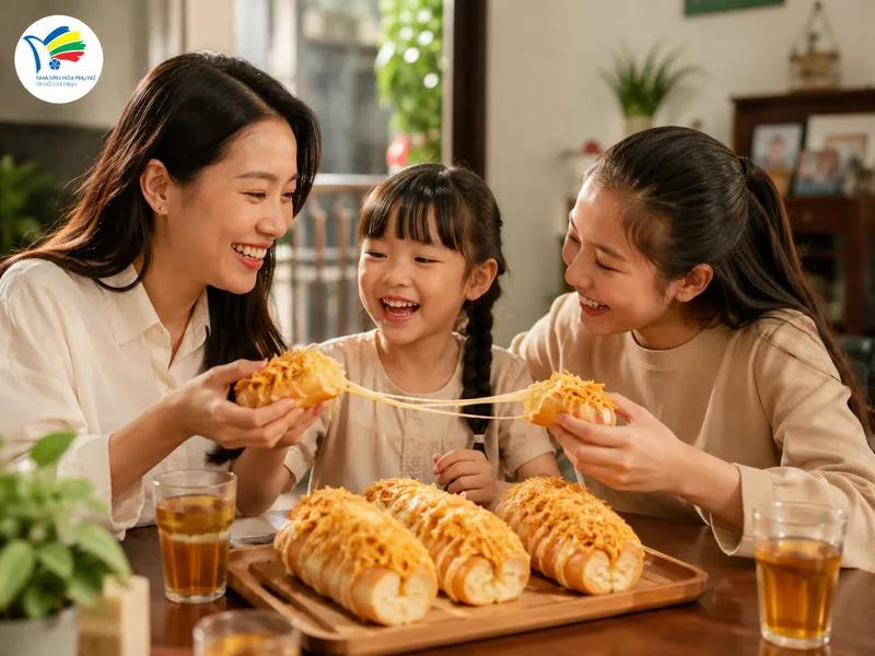 Bánh mì chà bông xốt phô mai là món ăn vặt phù hợp để cả gia đình cùng thưởng thức trong những buổi chiều quây quần.