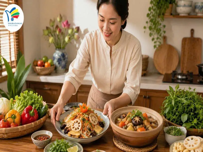 Tự tay chuẩn bị món chay giúp bữa cơm gia đình thêm chỉn chu, đủ vị và gần gũi hơn. 