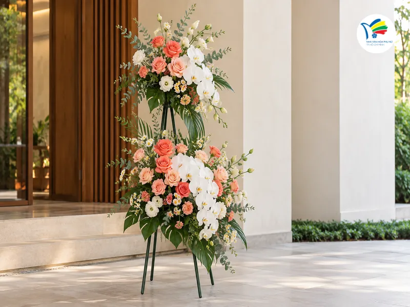 Kệ hoa hai tầng cần sự liên kết về màu sắc và đường nét để tạo nhịp điệu thống nhất giữa các phần. Kệ hoa hai tầng cần sự liên kết về màu sắc và đường nét để tạo nhịp điệu thống nhất giữa các phần.